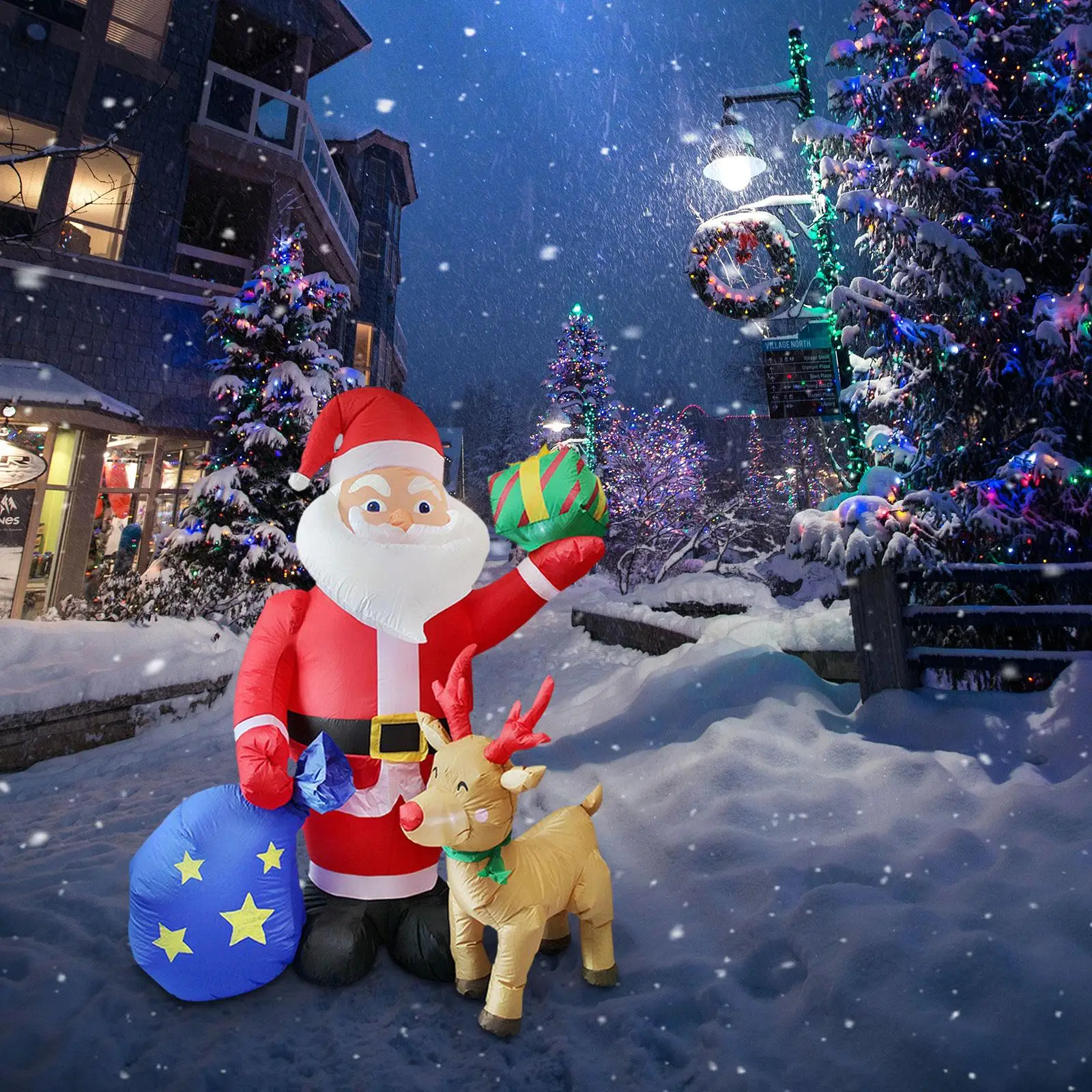 

6 ft/1.83 M Inflatable Santa Claus Gift Christmas Decoration for Lawn Patio