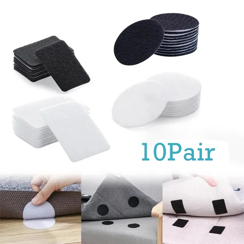 

10 Pairs Strong Self Adhesive Fastener Nylon Hook Dots Stickers Adhesive Tape Car Carpet Tape Floor Mat Fastener Tape Sticker