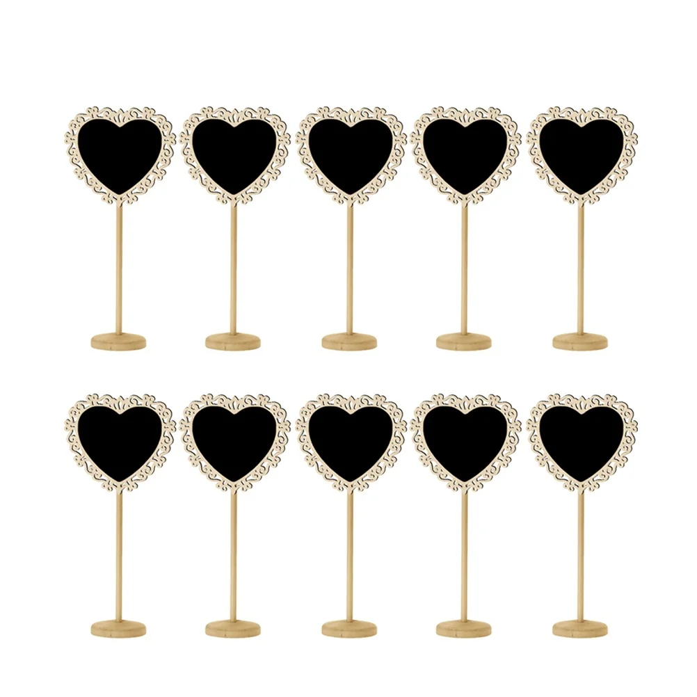10pcs Heart Shaped Mini Blackboard Wooden Stand For Table Decoration Desktop Message Board Wedding Party Gift Decor