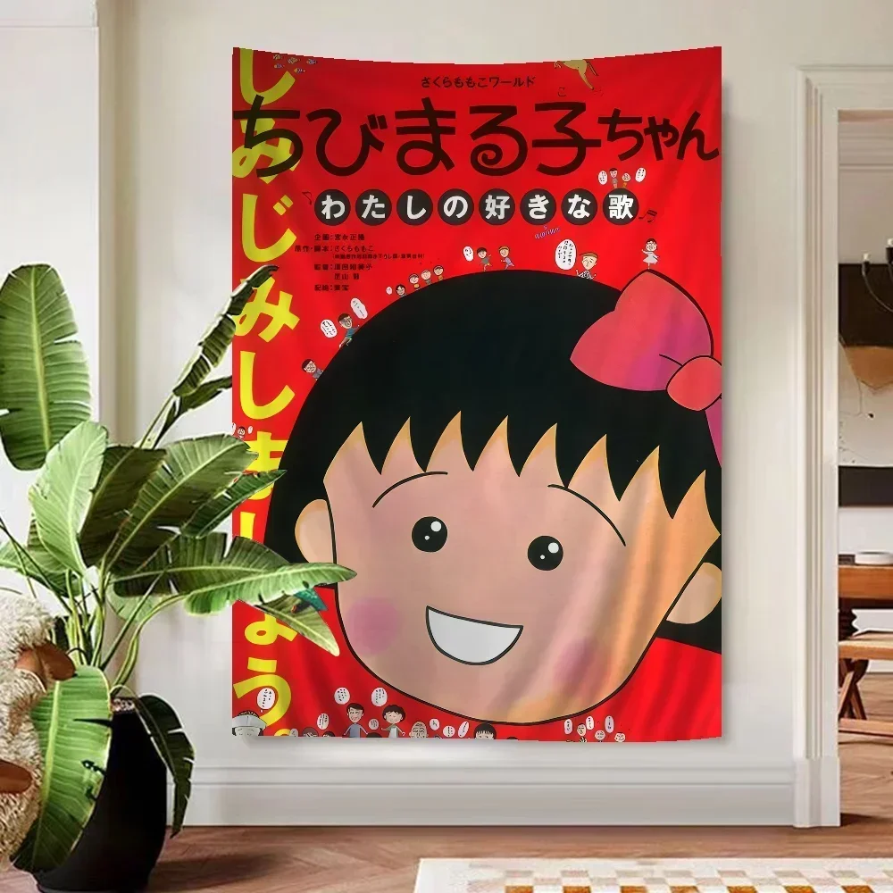 Cartoon Chibi Maruko Chan Colorful Tapestry Wall Hanging Bohemian Wall Tapestries Mandala Wall Art Decor