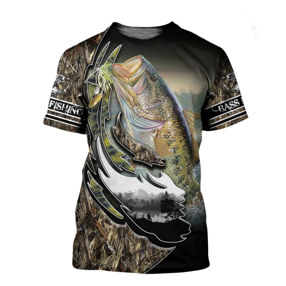 T-shirt de pêche imprimé en 3D pour hommes et femmes, haut de loisirs pour enfants, vêtements à manches courtes pour hommes et femmes, mode de plein