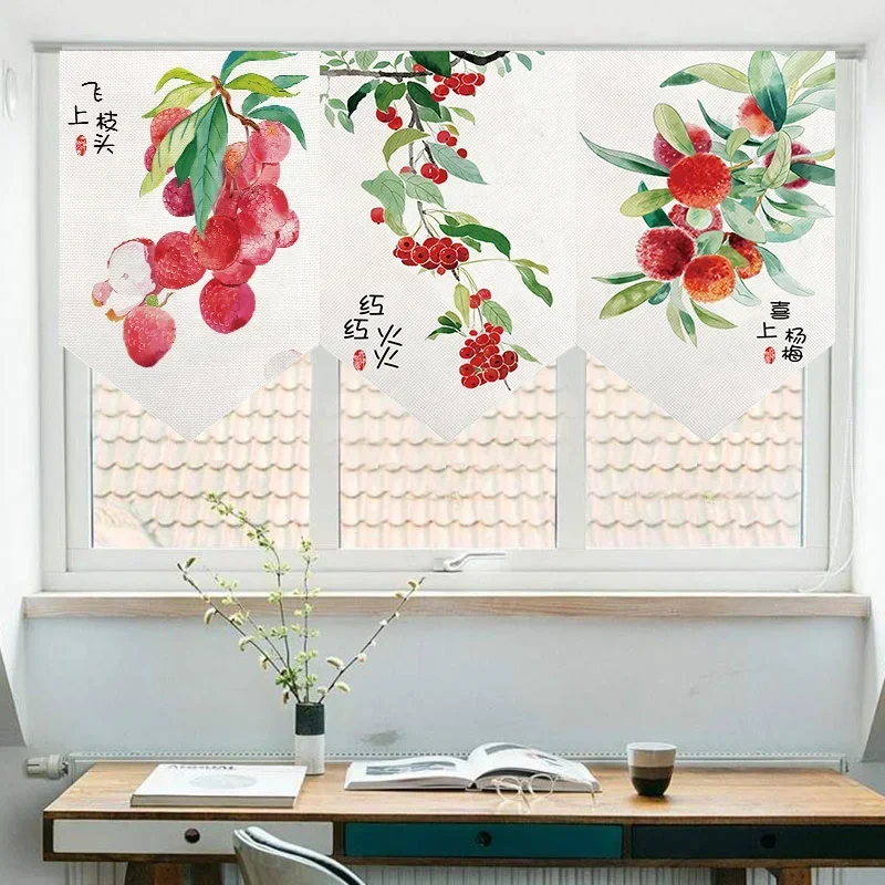 Chinese Style Short Door Curtain Kitchen Partition Noren Izakaya Cuisine Izakaya Sashimi Hanging Pennant Home Decor Drapes