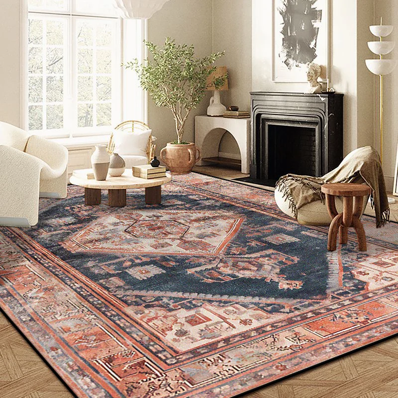 

Retro Persian Big Size Decorative Rug for Living Room Easy Cleaning Coffee Tables Mat Soft Non-slip Dining Room Carpet Foldable