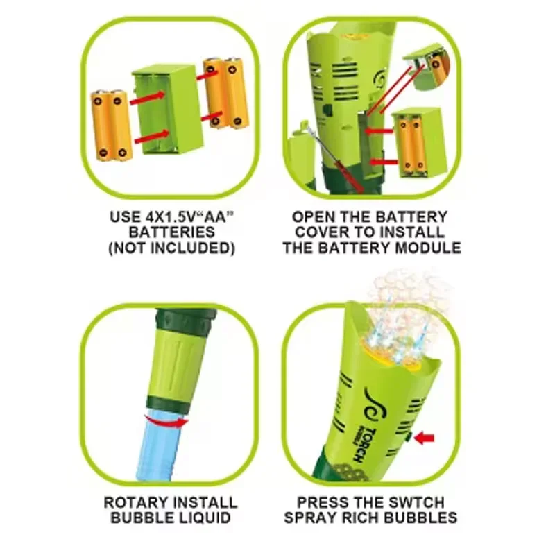 Fackel Seifenblasen Maschine Handheld Elektrische Licht Blase Pistole Kinder Outdoor Spiel Blasen Sport Spielzeug für Kinder Geburtstag Party