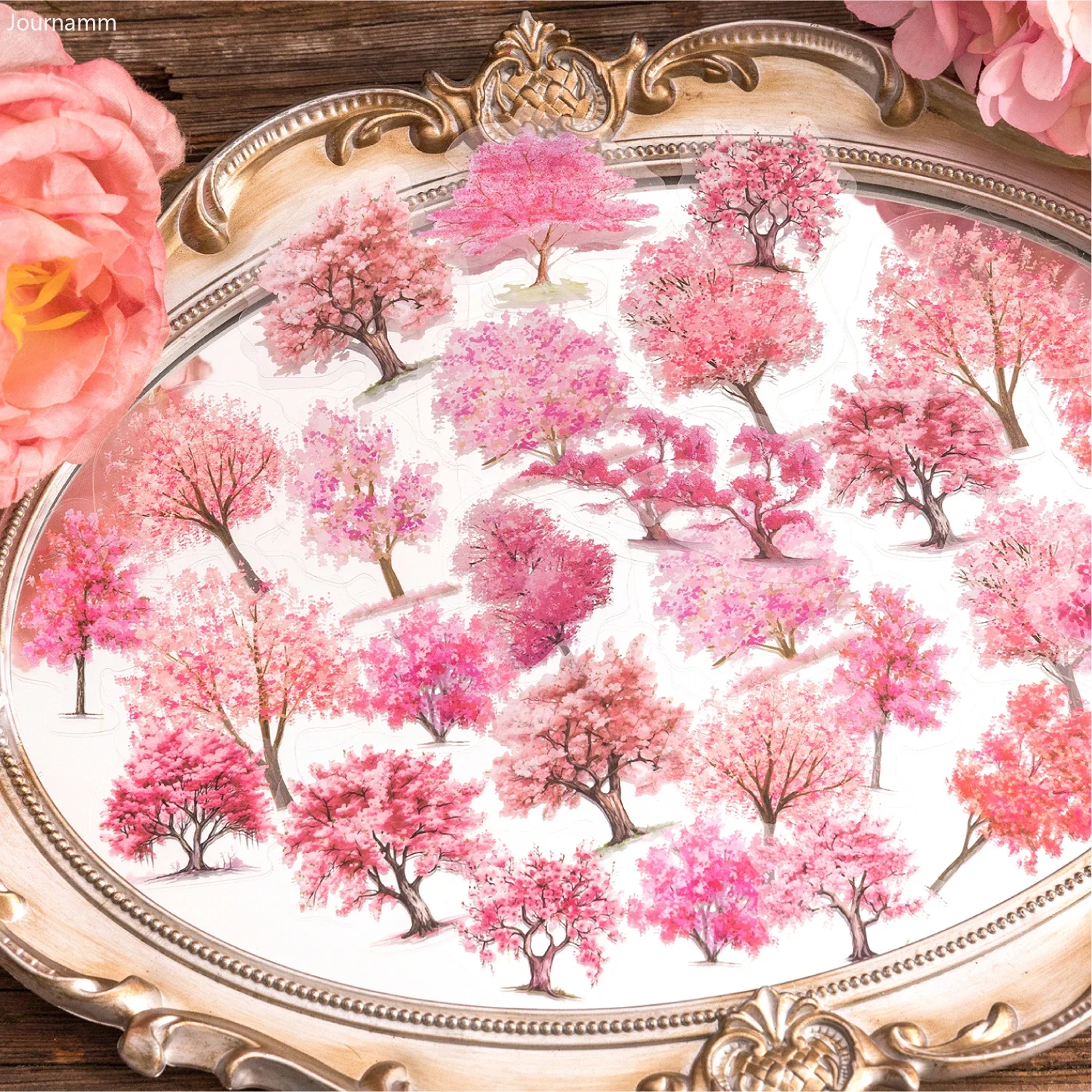 40pcs/pack Tree Stickers Nature Colorful Tree PET Stickers Scrapbooking Collage Diary Decor Stationery Album Materials Stickers