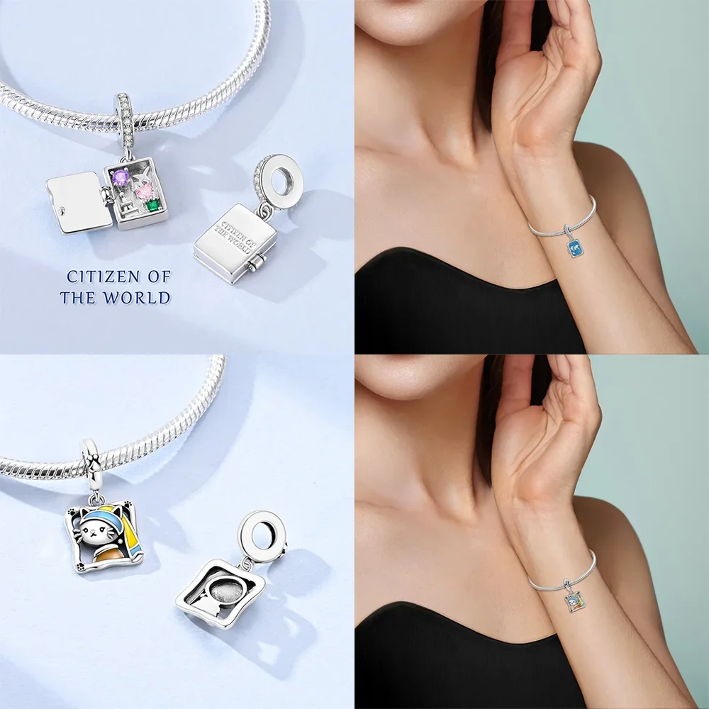 925 Sterling Silver Airplane Suitcase Charms Beads Fit Original Bracelets Bag Keychain Charm Bead Pendant Diy Women Jewelry Gift view 4
