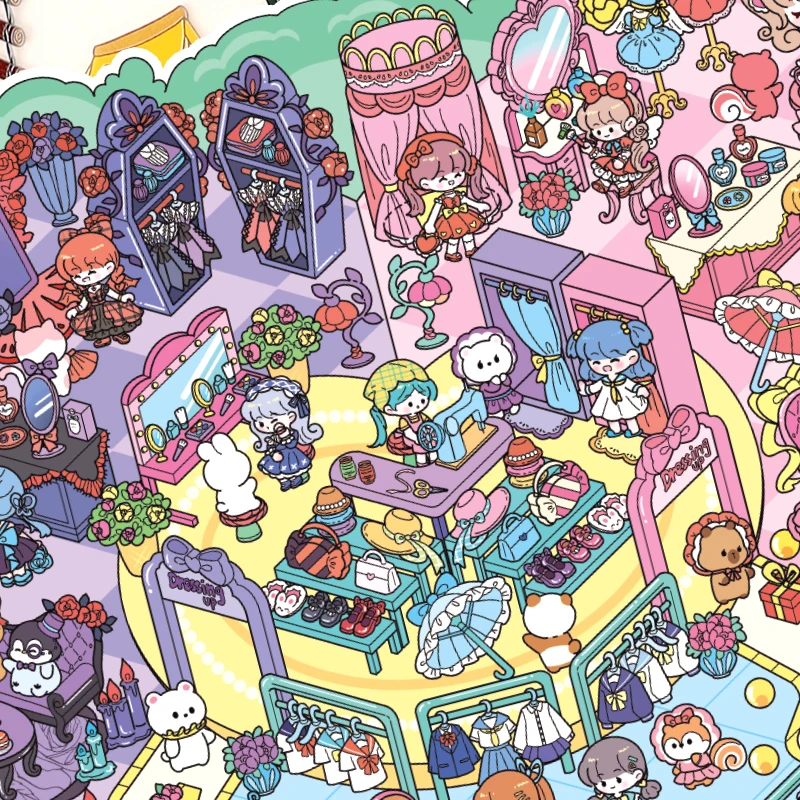 Kawaii Animal Paradise 3D Forest Adventure Landscape Sticker  DIY Pocket Cabin Scene Christmas gifts ﻿