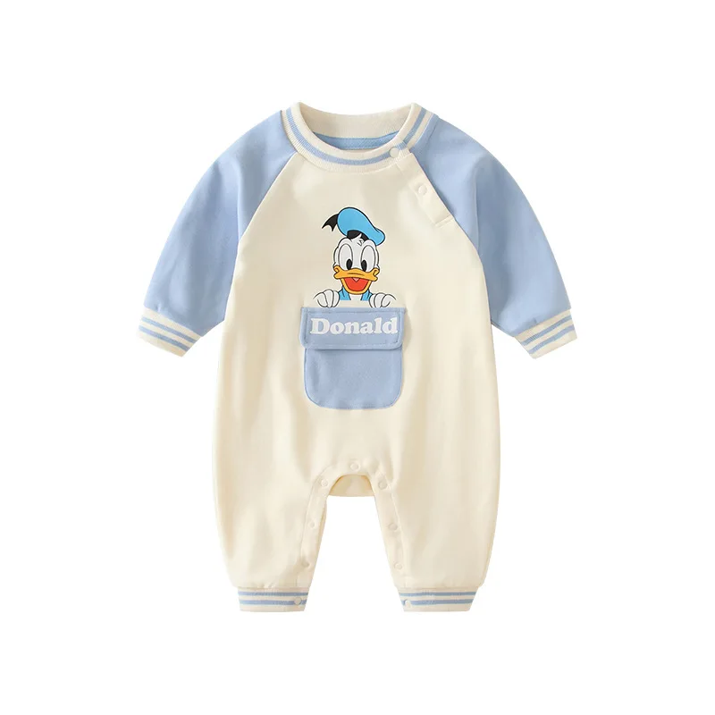 

Disney Donald Duck Spring Baby Boy Onesie Newborn Clothes Cotton Cute Bodysuits Kawaii Long Sleeve 0-1 Years Outgoing Romper