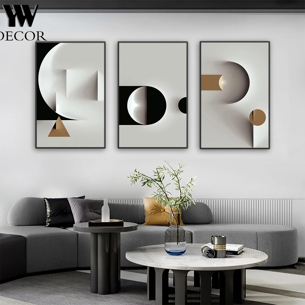 

Geometric Art poster Canvas Painting Abstract Black White Minimalist Lines Prints For Living Room Home Decor