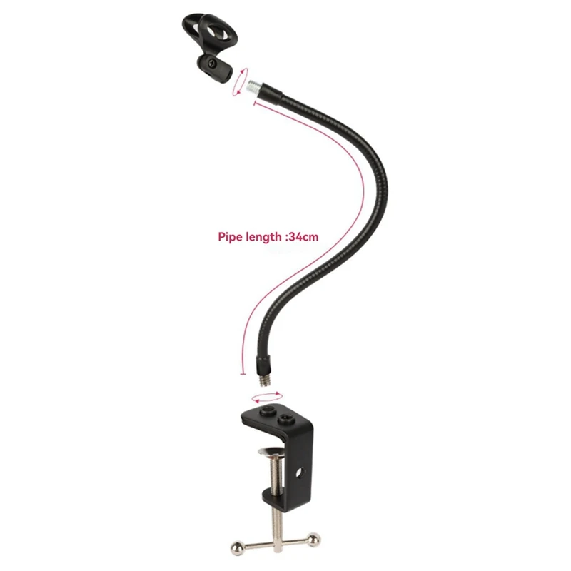 B03B-Desktop Microphone Stand Gooseneck Universal Hose 360 Degree Flexible Function Live Microphone Stand