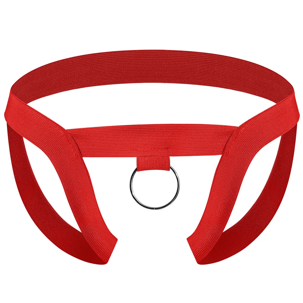 Men's Elastic O-Ring Jockstrap, Wide Waistband Double-Strap Underwear