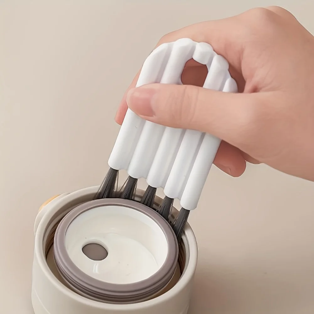 10pcsFlexible Cup Lid Brush - Kitchen Essential Multi-Purpose Cleaning Brush for Bottles, Thermoses, Grooves, and Crevices