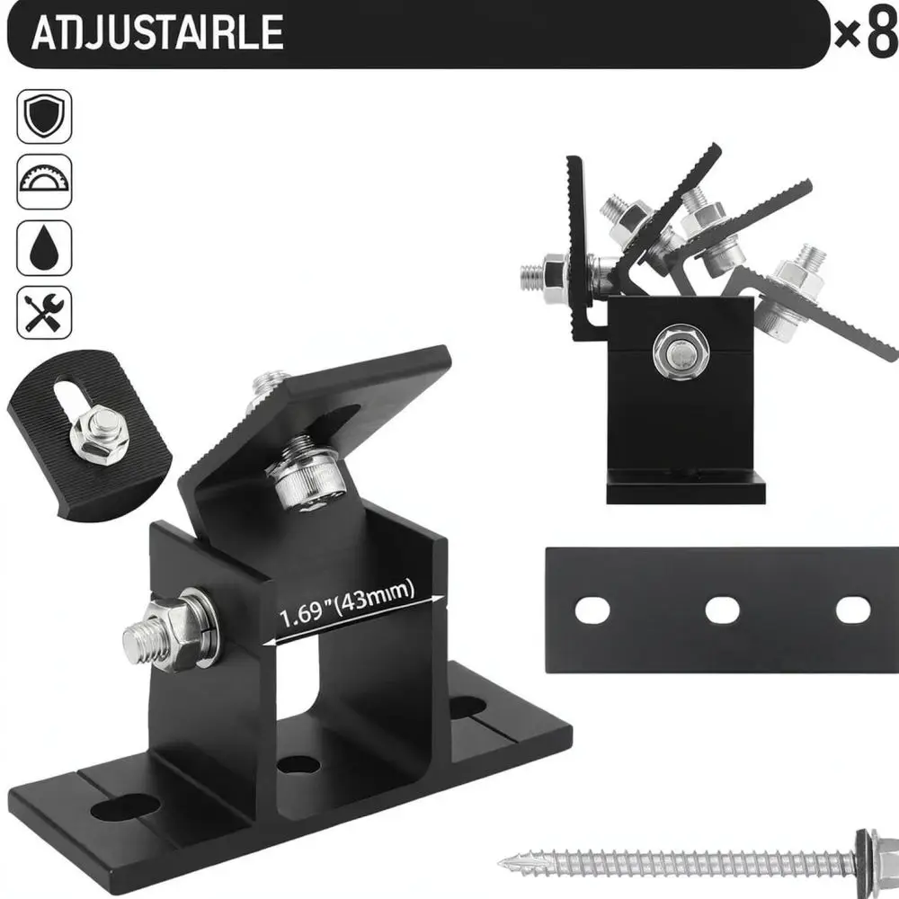 Black Aluminum Alloy Solar Bracket Front Foot For Metal Roof Photovoltaic Panel Mount System Hardware Parts