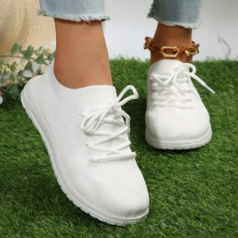 

Casual Cloth Shoes Solid Color Lace-up Women's Mesh Shoes Casual Single Shoes Soft Sole Middle-aged and Elderly Mom Shoes