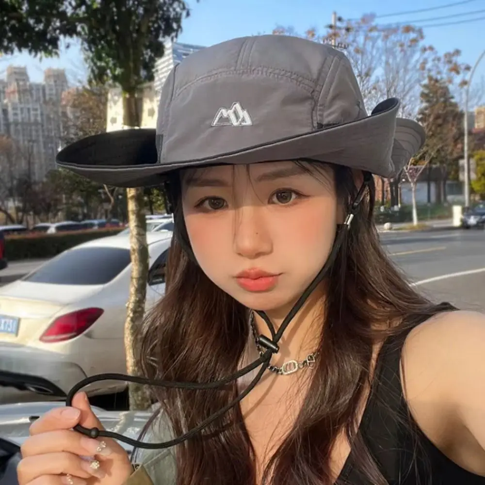 

Polyester Contrasting Color Bucket Hats Quick Drying UV Protection Color Matching Mountaineering Caps Foldable Adjustable