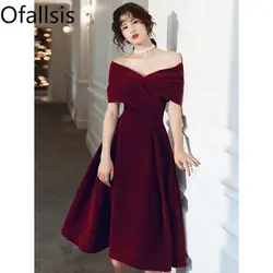 Ofallsis French Style Off Shoulder Evening Dress 2024 New Banquet High End Luxury Birthday Party Elegance One Shoulder Dresses