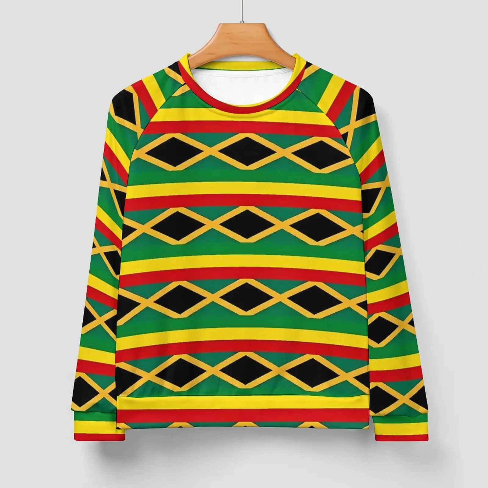 Jamaican Flag Casual Sweatshirts Yellow Red Stripes O Neck Hoodies Spring Long-Sleeve Streetwear Oversized Hoodie Birthday Gift