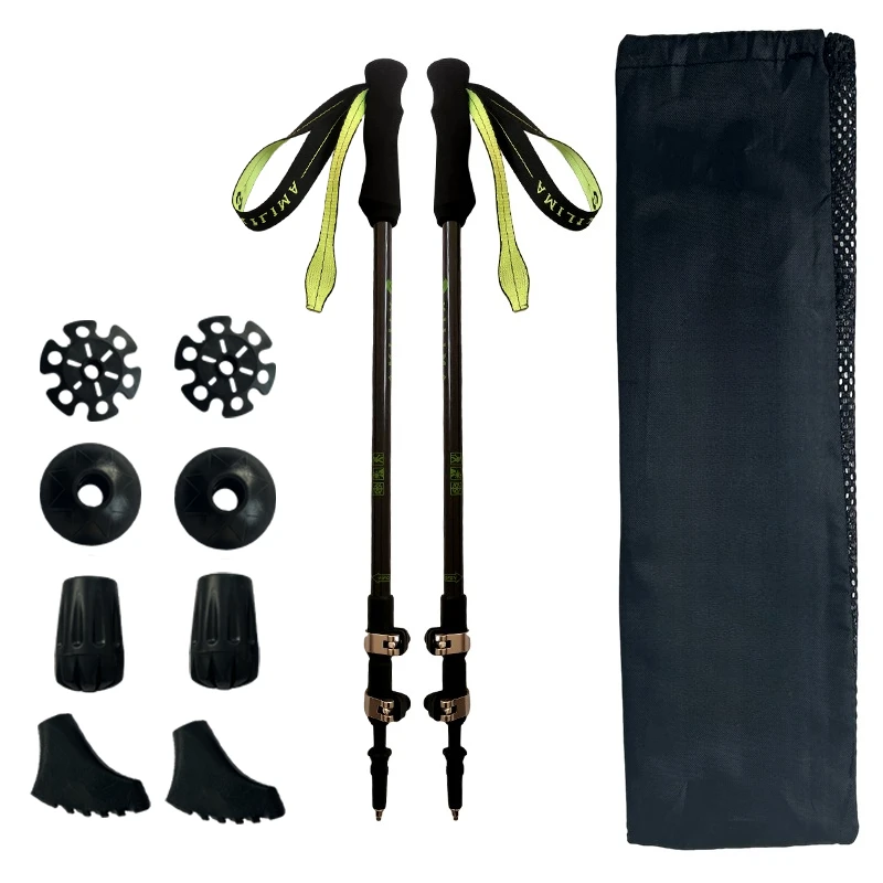 

Outdoor Hiking Pole Carbon Fiber Cane Retractable Foldable Self-Defense Hiking Cane Stick