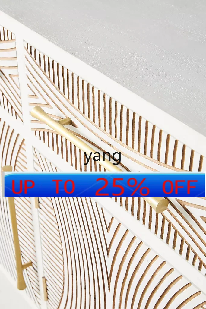 

LH retro solid wood dining side cabinet light luxury entrance cabinet European engraved locker