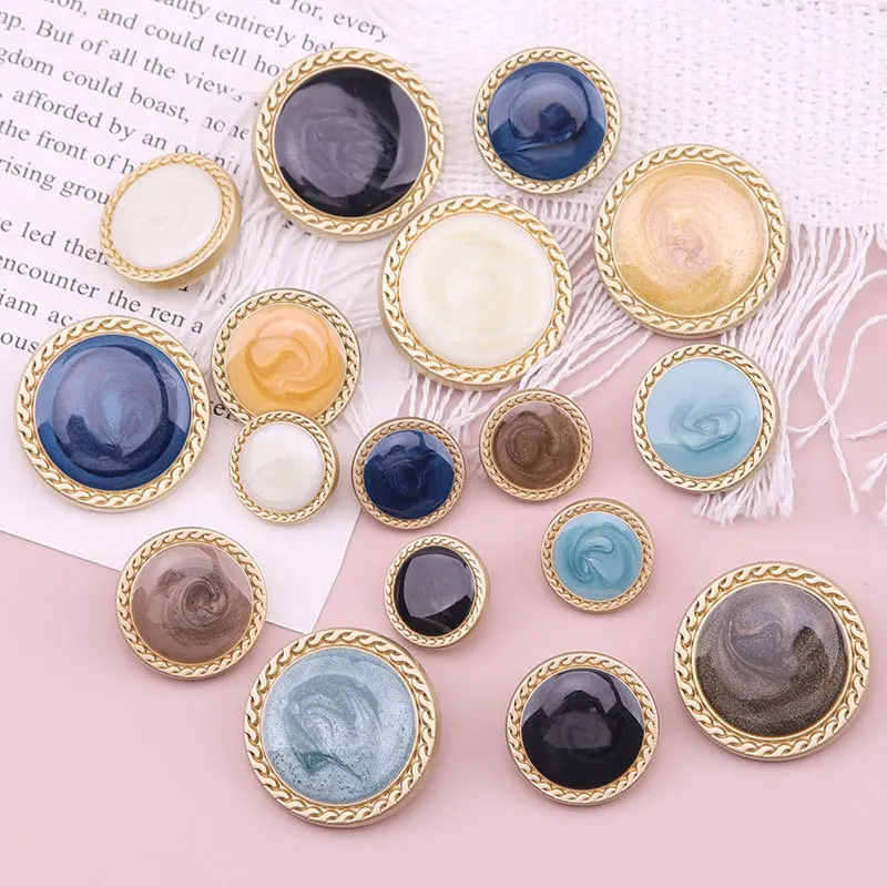 12pcs 15/20/25mm Gold Pearl Metal Buttons for Vintage Suit Coat Dress Button Clothing Sewing Garment Accessories B025