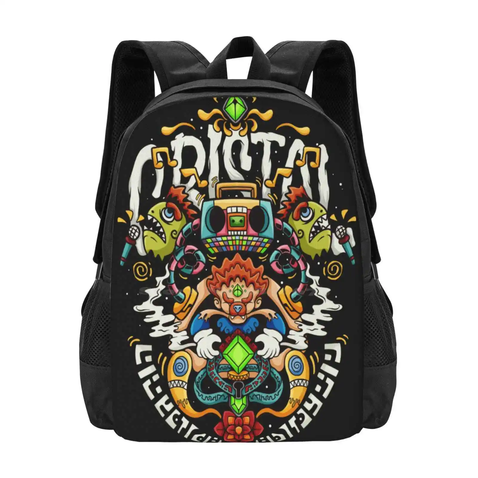 Cristal School Bags For Teenage Girls Laptop Travel Bags Cristal Alien Retro Cute Colorful