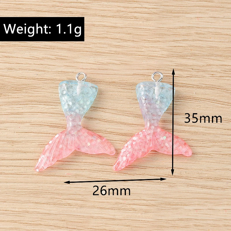 Tusember 10 قطعة صفارة الإنذار اللطيفة الملونة الراتنج ذيل السمكة حورية البحر السحر DIY بها بنفسك القرط سوار المفاتيح المعلقات مجوهرات اكسسوارات #6