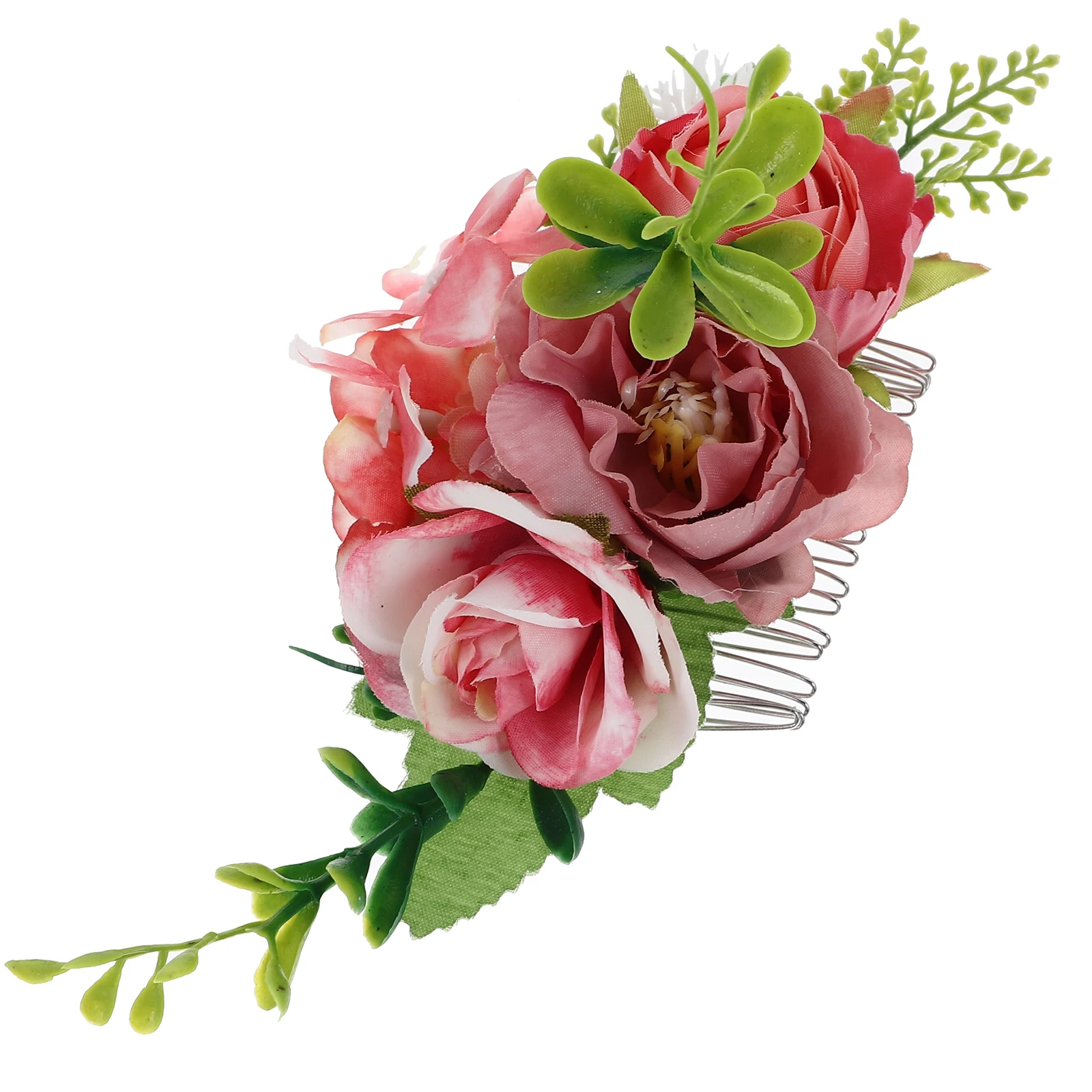 

Simulated Rose Comb Durable Pink Decorative Combs Hair Side Comb Clips For Women for Women Bridal Flower Hair Accessories Long