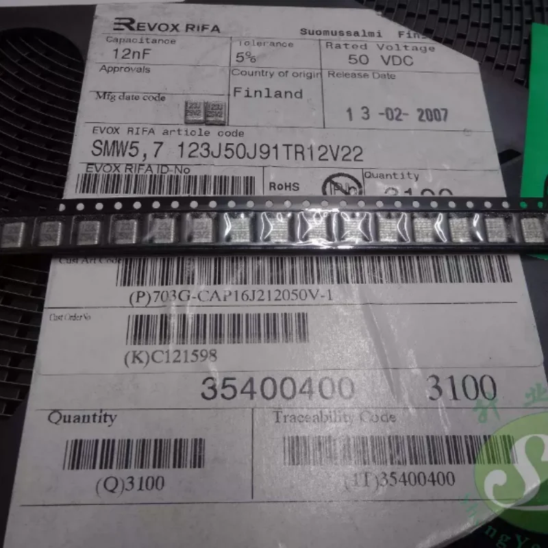 10pcs-100pcs RIFA SMW5.7 0.012uf/50v 12nf 12000pf 123 brand new patch film capacitor