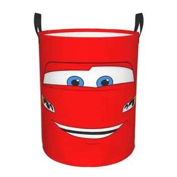 Panier à linge personnalisé Happy Cars Lightning McQueen, poubelle de rangement pliable pour vêtements de grande capacité, panier pour bébé de dessin animé