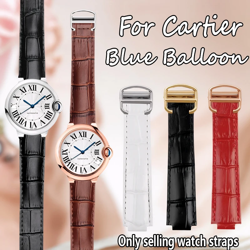 14x8 مم 16x8 18 مم 20 مم 22x12 مم لحزام بالون كارتييه الأزرق للرجال والنساء حزام ساعة جلدي سوار بإبزيم قابل للطي من الفولاذ المقاوم للصدأ