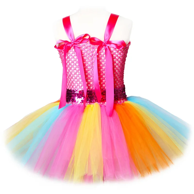 Rainbow JoJo Shiva costume girls bow tutu dress birthday party outfit Princess girl Carnival Halloween costumes for kids clothes