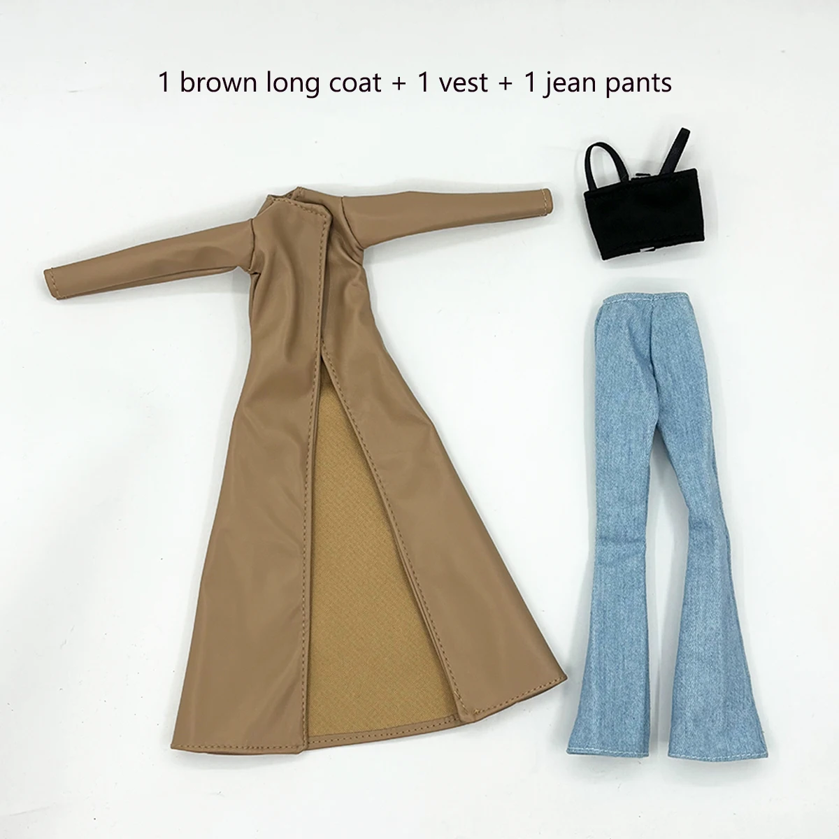 Modisches langes Jacken-Set für 11,5-Zoll/30-cm-Puppen, Puppenkleidung im Supermodel-Stil, lässige Weste, Jeans, langer Anzug, Jacke für 1/6-Puppen – Detail 7