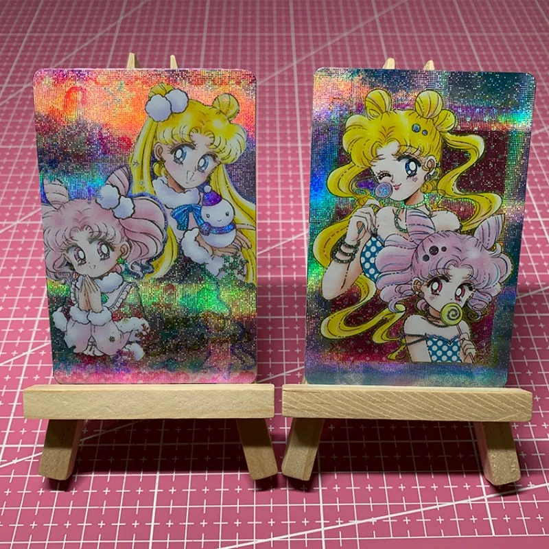 15pcs/set Tsukino Usagi Chibiusa Sailor Moon Animation Characters Refraction Flash Card Anime Classics Game Collection Cards Toy