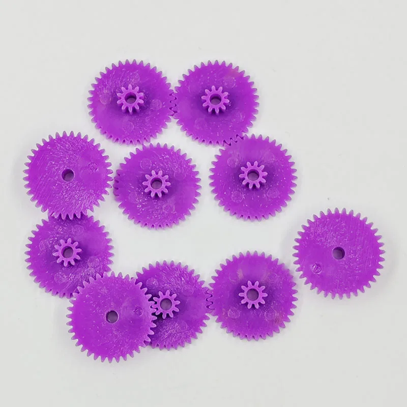 36102B 0.4M Purple Gear 36+10 Tooth Plastic Double-deck Motor Pinion Technology Model Toy Fittings