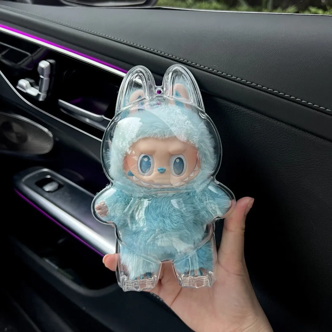 

For Labubu Transparent Protective Cover Monster Toy Elf Doll Cover Storage Box Cute Elf Plushie Display Cover for Party 3.0Dolls