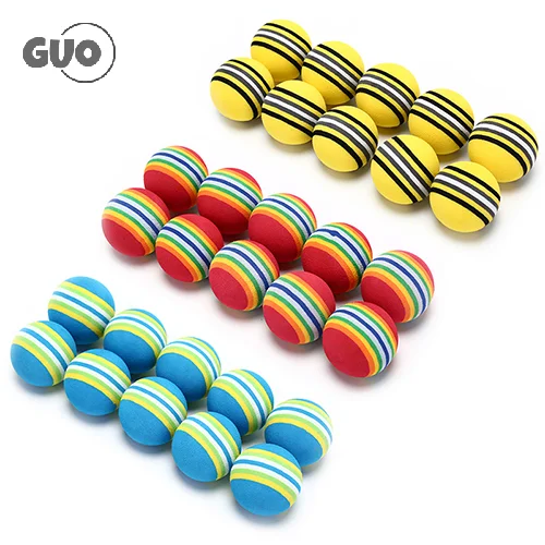 10pcs/bag Rainbow Color Golf Training Foam Balls Golf Swing Indoor Training Aids Practice Sponge Foam Balls