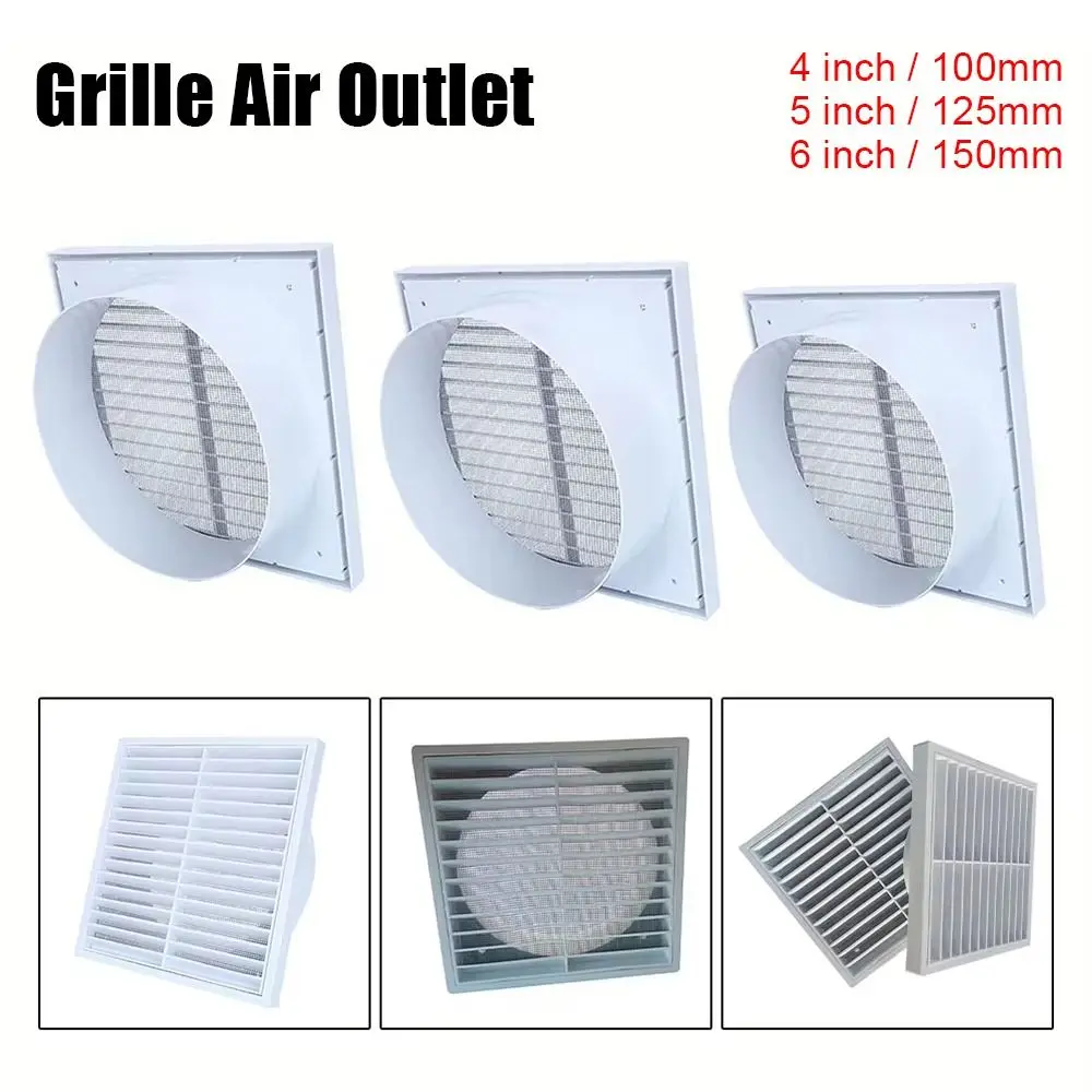 1Pcs Wall Ceiling Grille Air Outlet Pipeline Ventilation Plastic Fresh Air Exhaust Outlet White Grilles Cover