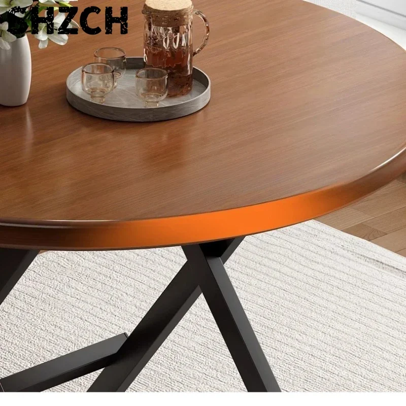 Carbon Steel Balcony Round Table, Foldable Dining Table for Home, X-Shaped Stable Legs, High Capacity Portable Stall Table