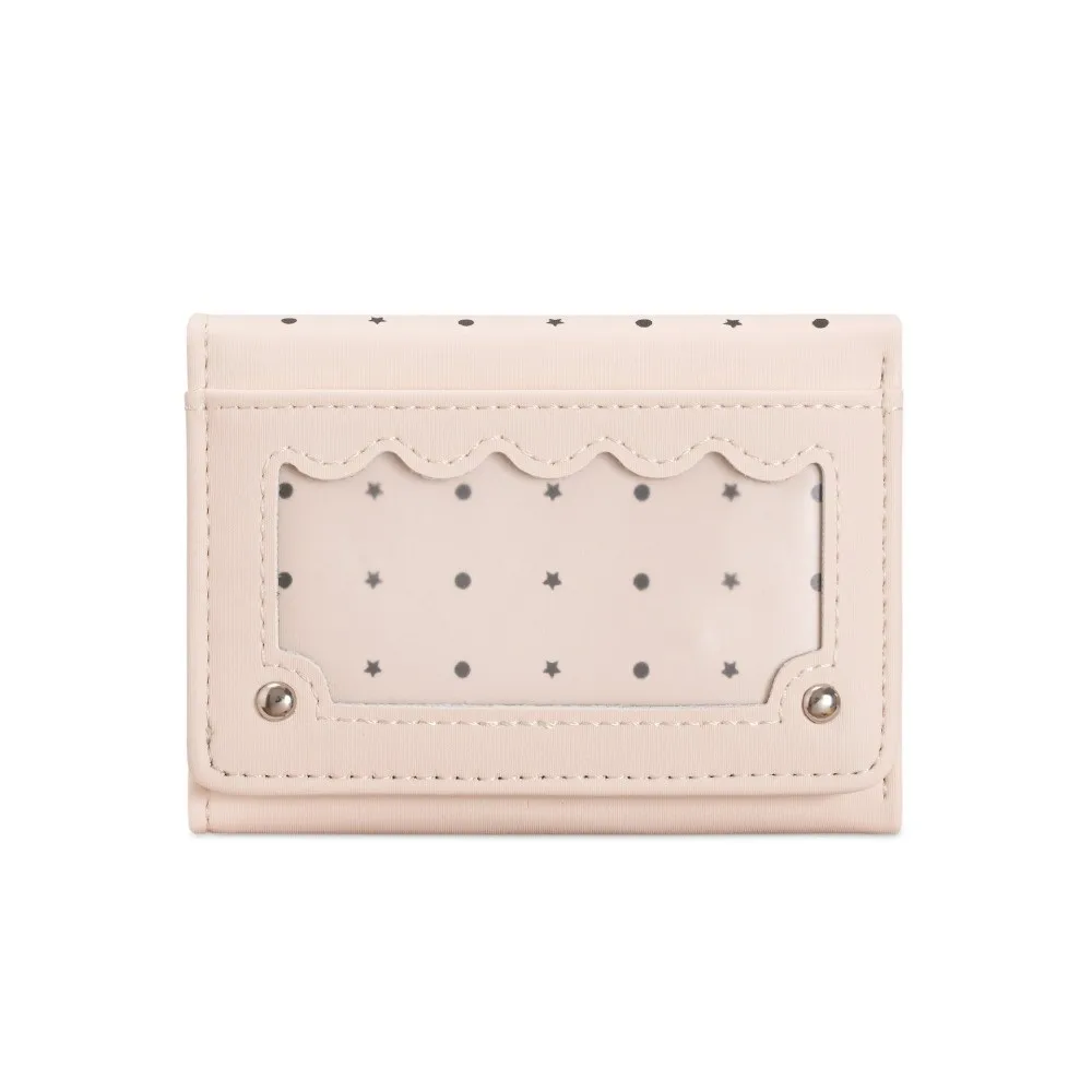 Pu Leather Multi Card Slots Wallet Snap Closure Clear Photo Window Trifold Card Holder Compact Portable Short Coin Purse Gift