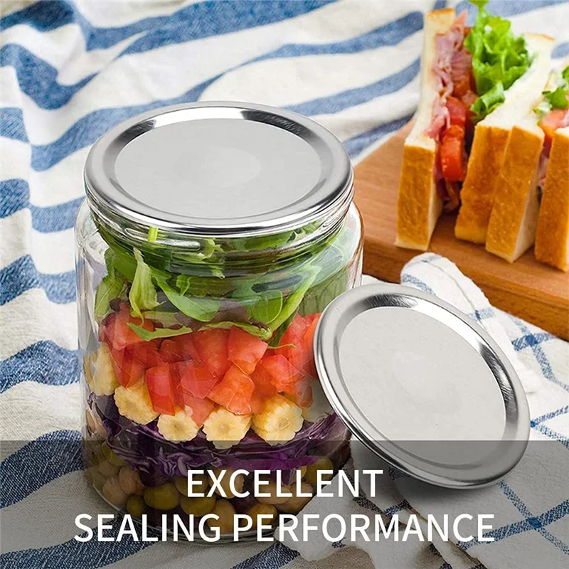 

100 шт. обычные крышки для консервирования рта, разделенные крышки для консервных банок, герметичные с уплотнительным кольцом для банок 70 мм