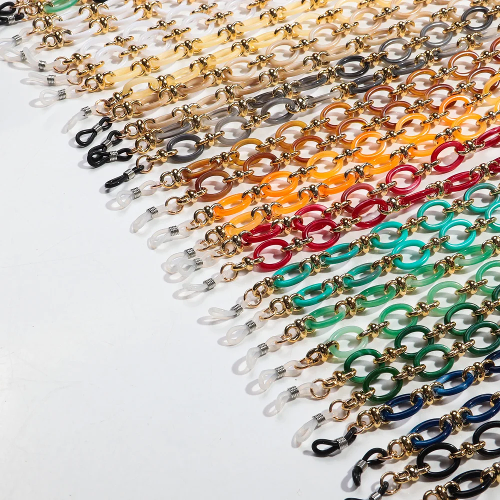 New Colorful Acrylic Oval Link Glasses Chain Strap for Women 70cm Hanging Neck Mask Rope Sunglasses Lanyard Cord Accessories