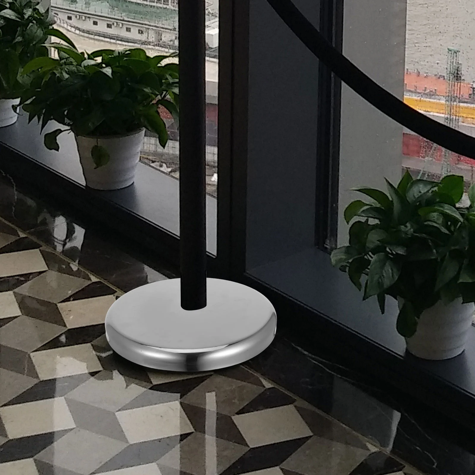 Fence Outdoor Base One Meter Railing Delineator Flat Plate 3200X3200X300CM Retractable Silver Traffic Post Stand