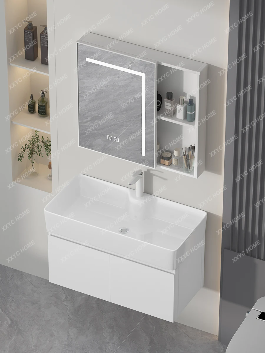 Alumimum Bathroom Cabinet Combination Washstand Ceramic Integrated Washbasin