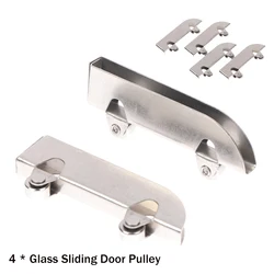 4Pc Roestvrijstalen Katrol 5Mm Glazen Schuifdeur Wiel Klem Spoor Roller Loper Voor Vitrinekast Mobiele Teller Reparatie Onderdeel