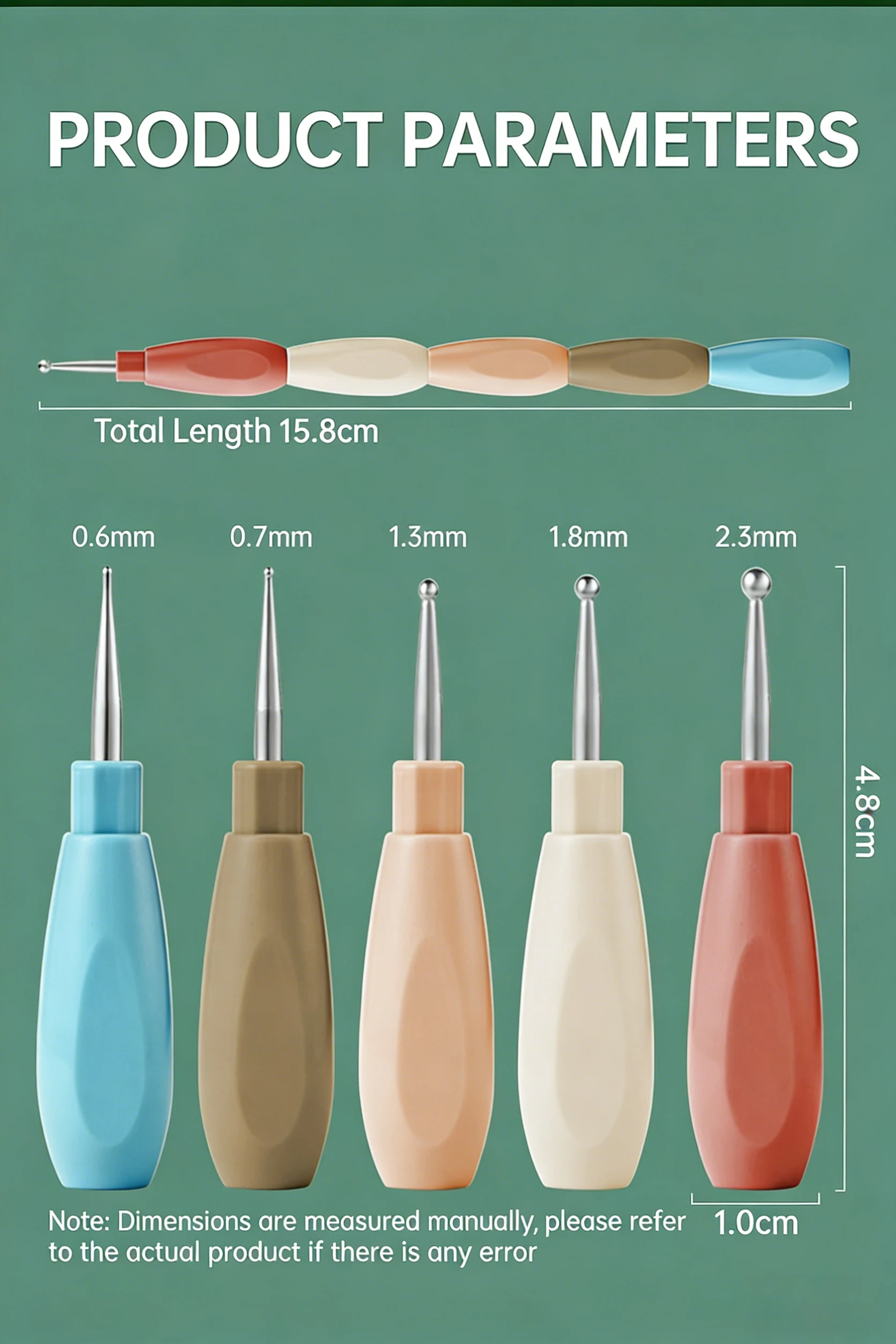1/5 Stück ineinandergreifbare Nail-Art-Dotting-Stifte mit mehrfarbigem Griff, Liner zum Zeichnen von Blumen, Strass-Pickings, DIY-Maniküre-Werkzeuge – Detail 3