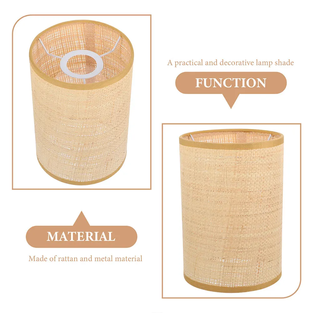 

2Pcs Vintage Lampshade E27 E14 Pendant Woven Shades Ceiling Light Cover Restaurant Ch Rattan Lampshade Replacement