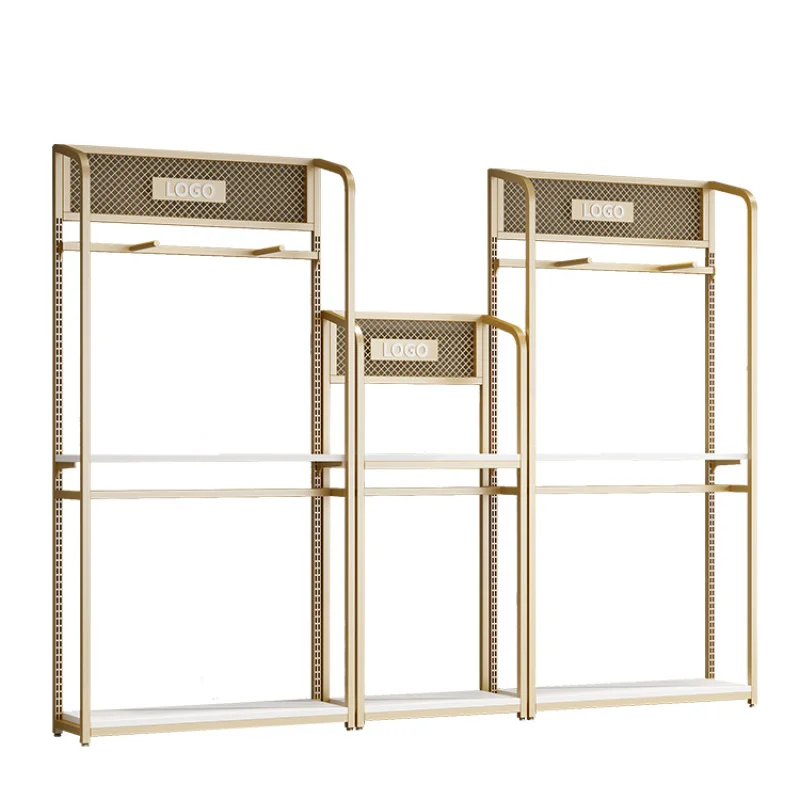 

customized.Luxury Clothing Store Display Rack Floor Stand Clothing Rack Men Garment Store Rack Stainless Steel