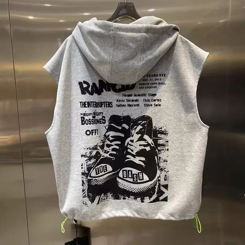 

Large Size 300 Pou Hong Kong Sle Retro High Street Hoodie Men's Zipper Jaet European Vibe Svel Vest Trendy Brand