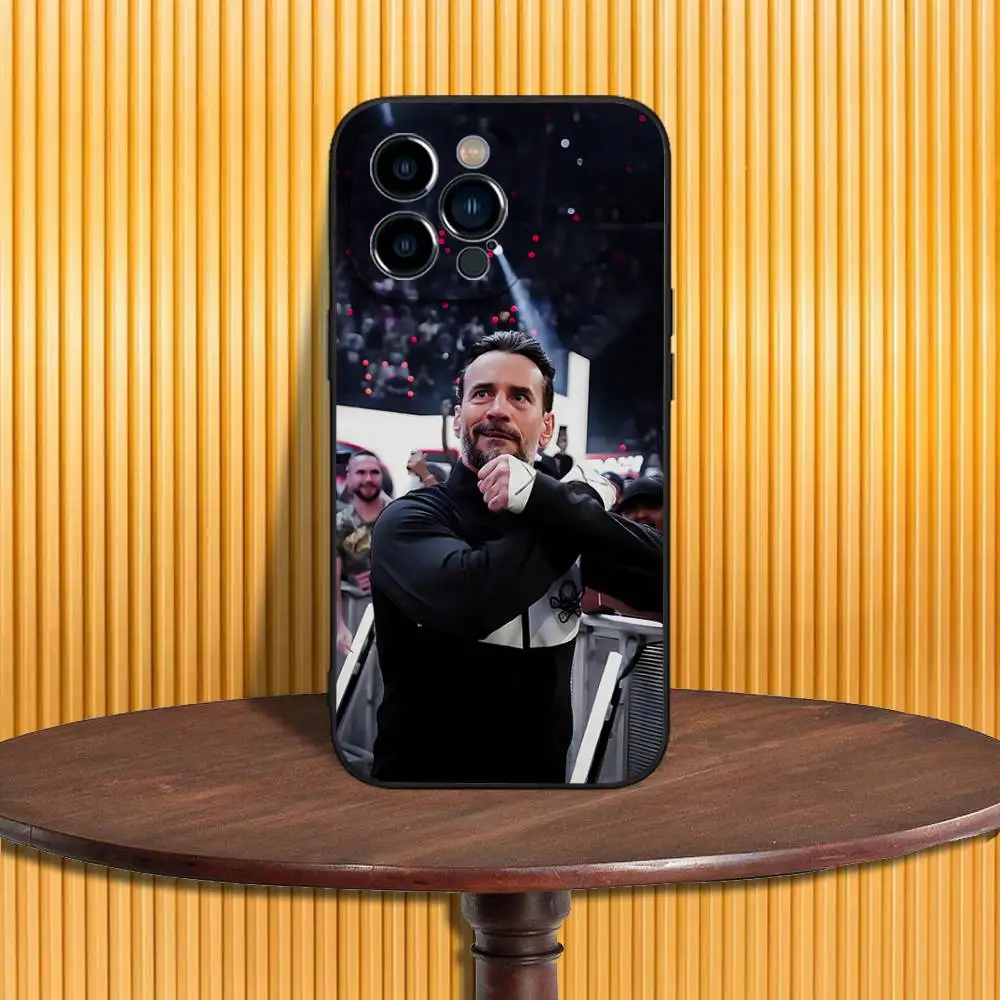 CM P-Punk WWE RAW Phone Case For iPhone 17,16,15,14,13,12,11 Pro,Max,Plus,XR,Mini,Air,E Black Full-coverage Soft Case
