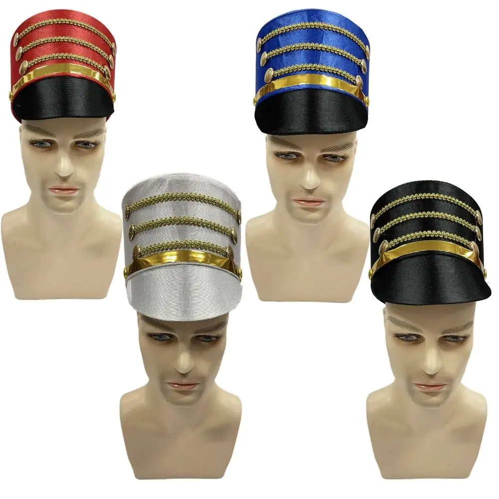 Hat-nutcrackers Marching Band Hat Gold Trim Strips Skin-friendly Drum Major Master Hats Photography Themed Party Soldier Top Cap